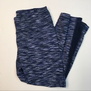 Zella Space Dye Blue Crop Leggings With Mesh, Size Small